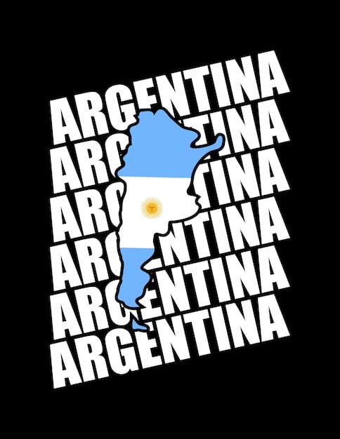 Argentina flag and map football sports t-shirt design