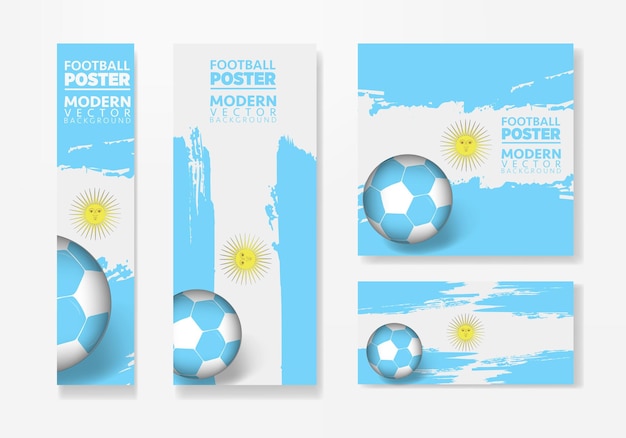 Argentina football team with flag background vector design. Soccer championship concept