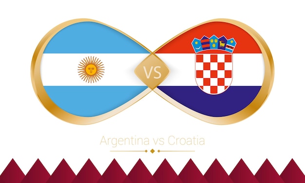 Argentina versus Croatia golden icon for Football 2022 match Semi finals