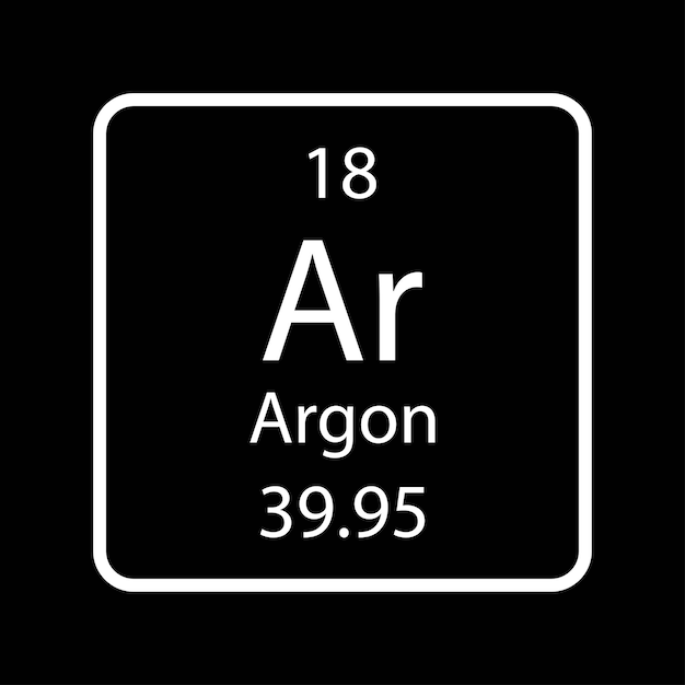 Argon symbol Chemical element of the periodic table Vector illustration