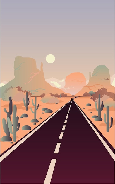 Vector arizona desert handdrawing vector aesthetic landscape phone wallpaper