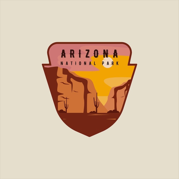 Arizona emblem logo vector illustration template graphic design sign or symbol national park sticker patch for travel company