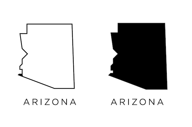 Arizona States of USA Map icon outline style and flat vector Silhouettes