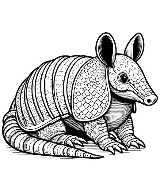 Armadillo coloring pages vector art and illustration