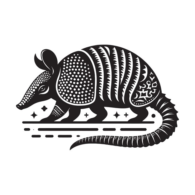 Vector armadillo silhouette vector illustrationon on white background