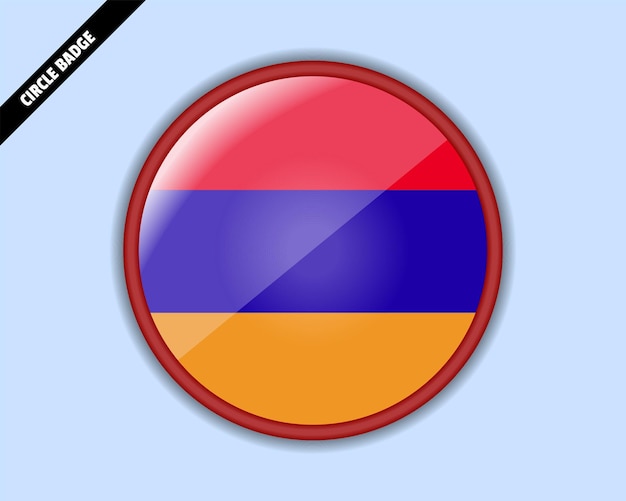 Armenia flag circle badge vector design rounded sign with reflection