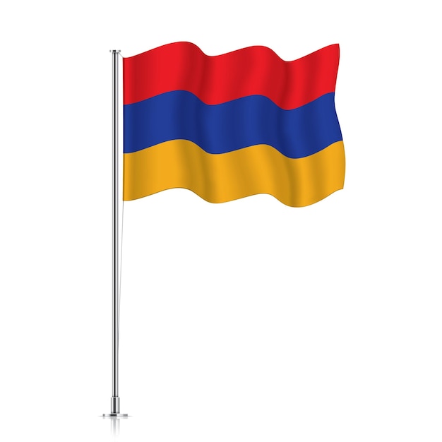 Armenia flag waving on a metallic pole