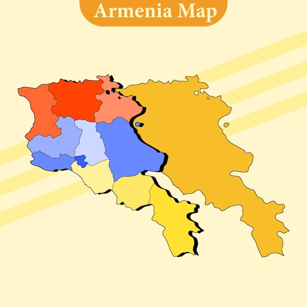 Armenia map vector with regions and cities lines and full every region