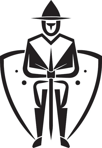 Vector armored footman shield and spear vector graphic