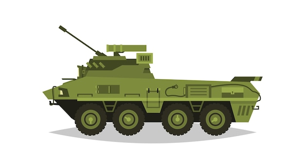 Armored infantry vehicle Exploration inspection optical review armor protection gun ammo Equipment for the war The attack on the enemy Heavy trucks allterrain vehicle Vector illustration