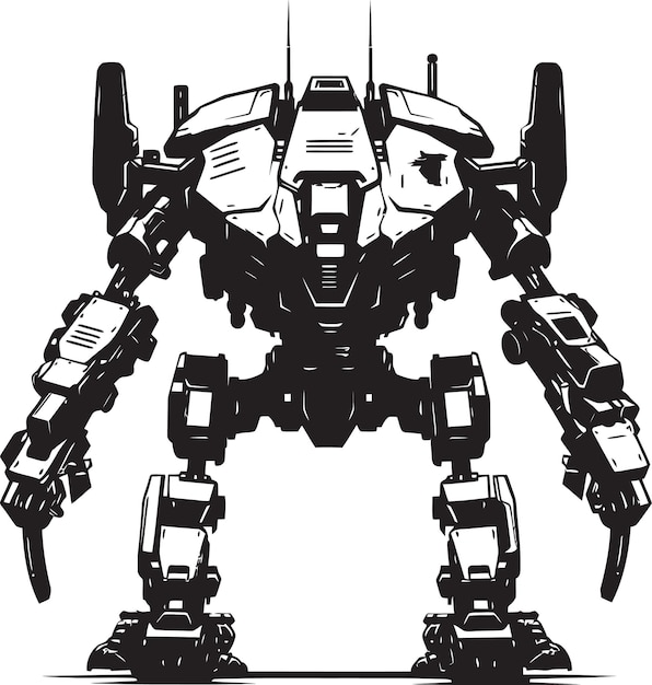 Armored Vanguard Black Icon Design Cybernetic Titan War Robot Logo Design