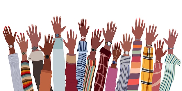 Arms and hands raised up ethnic group black African and African American men and women Black people