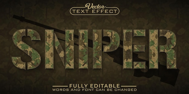 Army Camouflage Sniper Vector Editable Text Effect Template