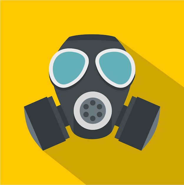 Army gas mask icon Flat illustration of army gas mask vector icon for web isolated on yellow background