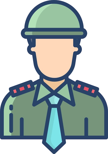 Vector army officer linear color illustration