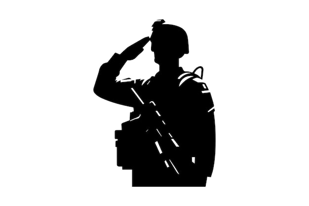 an army soldier saluting silhouette soldier saluting on the on white background