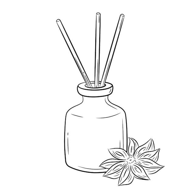 Aroma diffuser for the home with the smell of anise. Doodle style. Linear simple aroma diffuser.