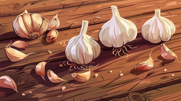 Vector aromatic cut garlic clove vector illustration