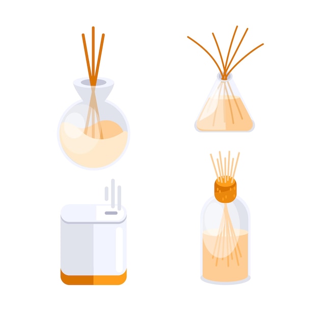 Vector aromatic diffusers and electronic air freshener spreading fragrance and eliminating unpleasant odors