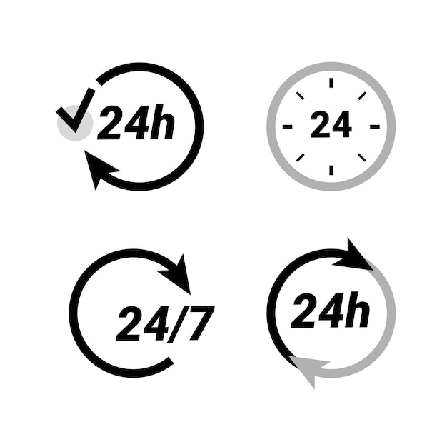 Vector around clock and daily work schedule 24 hours service time line icon