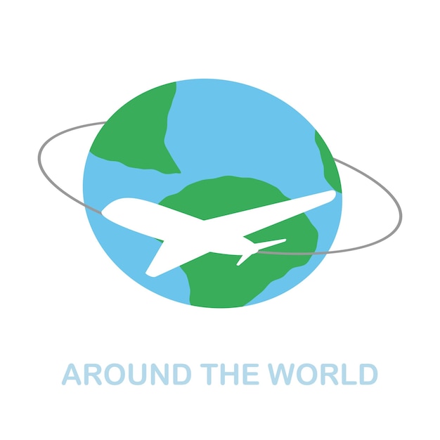 Around The World flat icon Colored element sign from airport collection Flat Around The World icon sign for web design infographics and more