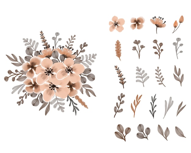 Arrangement of light brown flowers and leaves