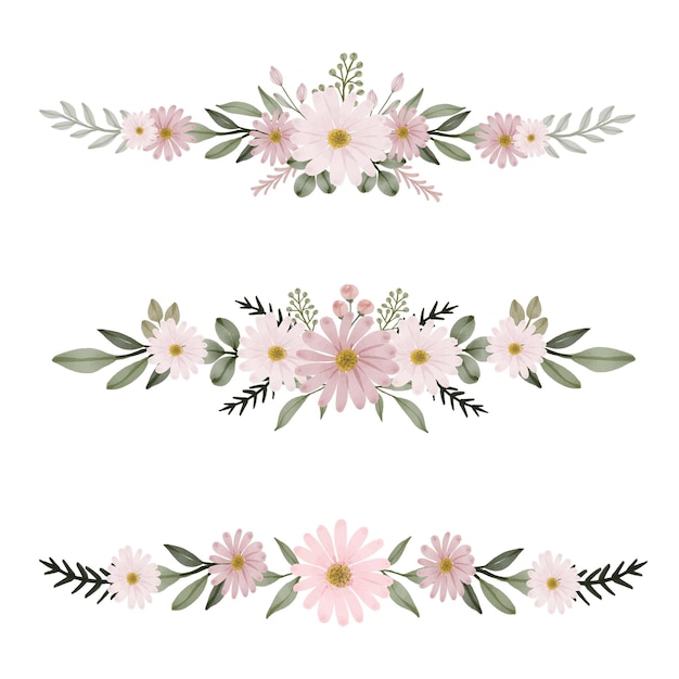 arrangement of pink daisy watercolor frame