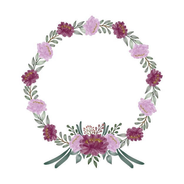 arrangement of watercolor floral circle frame in pink and red floral   design