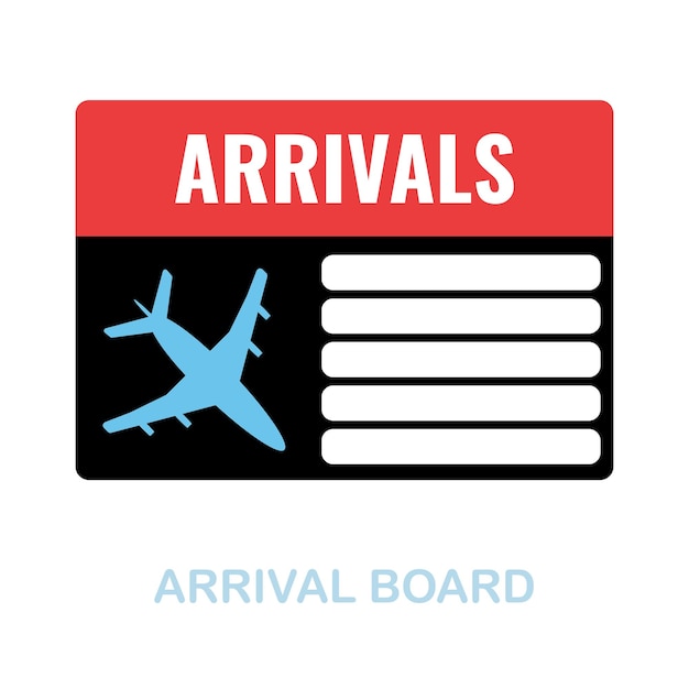 Vector arrival board flat icon colored element sign from airport collection flat arrival board icon sign for web design infographics and more