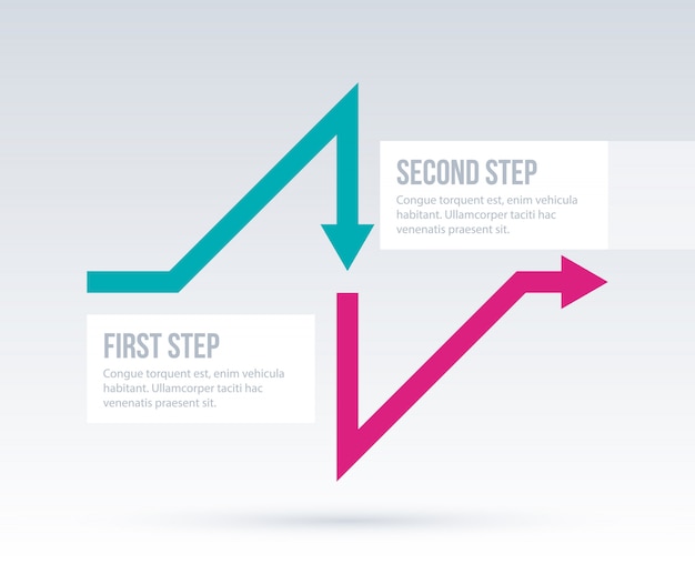 Arrow business layout with two steps