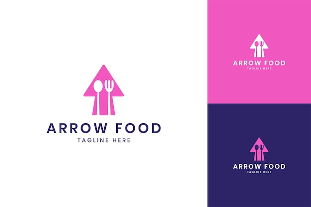 Arrow food negative space logo design