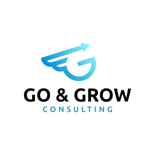 Arrow Go and Grow Logo Design Template Consultant Financial