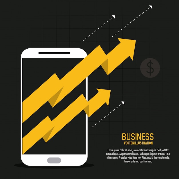 Arrow growth smartphone business icon