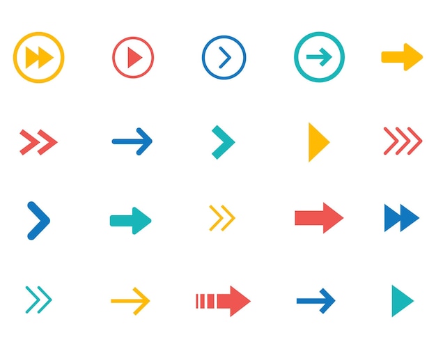 Arrow icon set Arrows colored collection White background