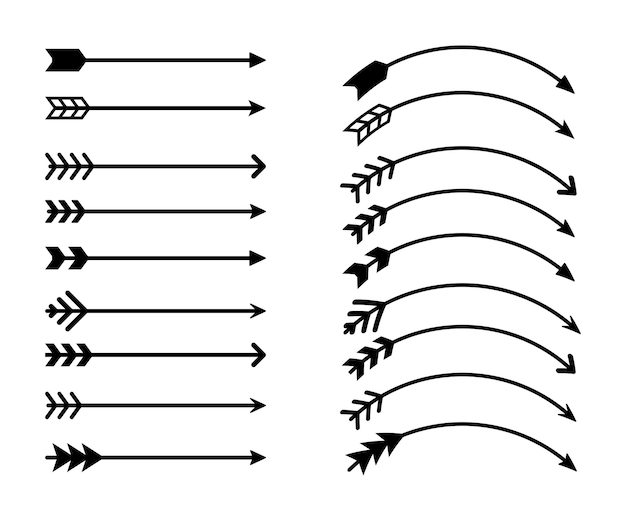 Arrow icons collection. Vector isolated elements. Hipster arrow. Tribal arrow. Black arrow icon vector collection. EPS 10