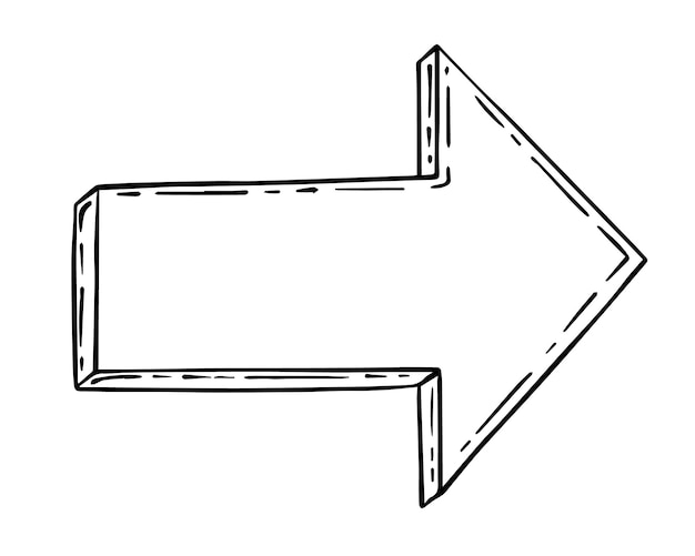 Arrow indicating direction doodle linear