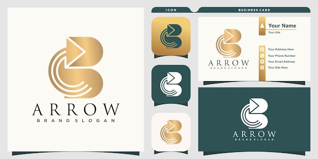 Arrow logo design with letter b concept premium vector