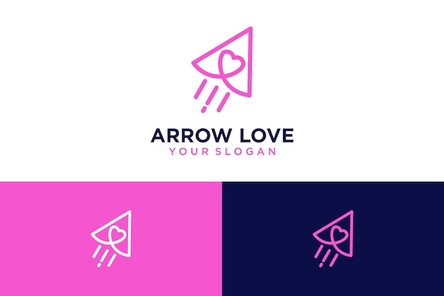 arrow logo design with line art and love