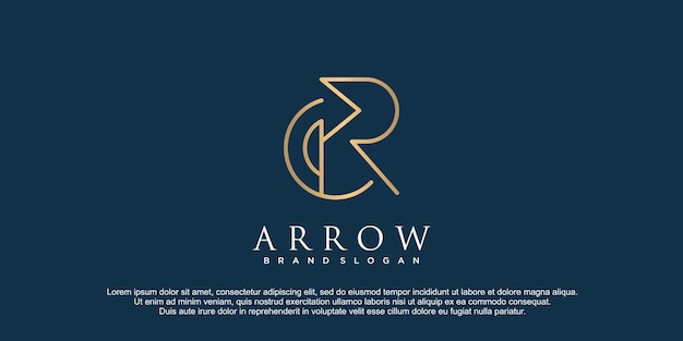 Arrow logo with letter r unique concept design