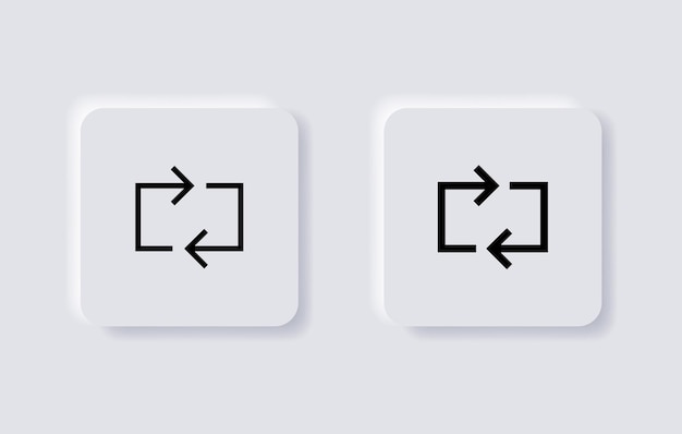 arrow loop icon repeat reload symbol with neumorphic style or refresh icons in neumorphism buttons