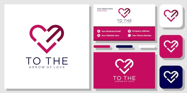 To The Arrow of Love pink heart colorful app dating happy with business card template