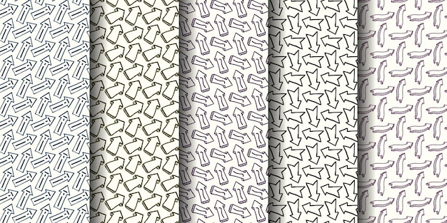 Arrow Seamless Pattern Design Bundle. Vector Illustration