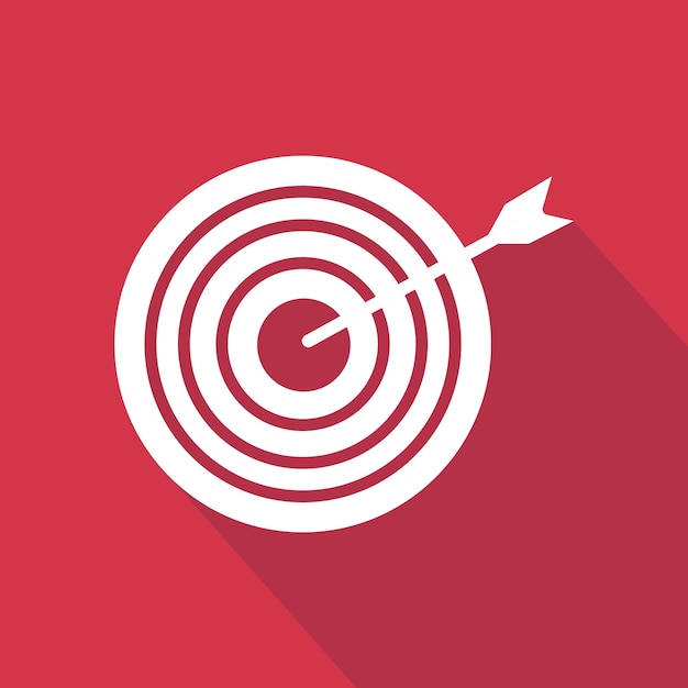 Arrow and Target Icon. Flat Icon With Long Shadow Design Collection.