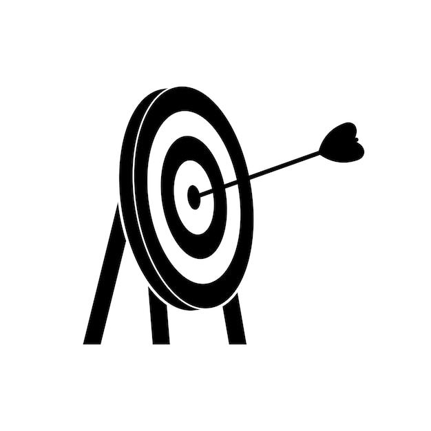 Arrow and target icon isolated on white background Arrow hit the bullseye Goal achieving idea Business success and failure symbol Efficiency and accuracy concept Vector illustration