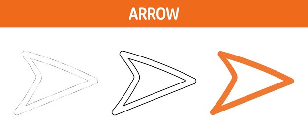 Arrow tracing and coloring worksheet for kids