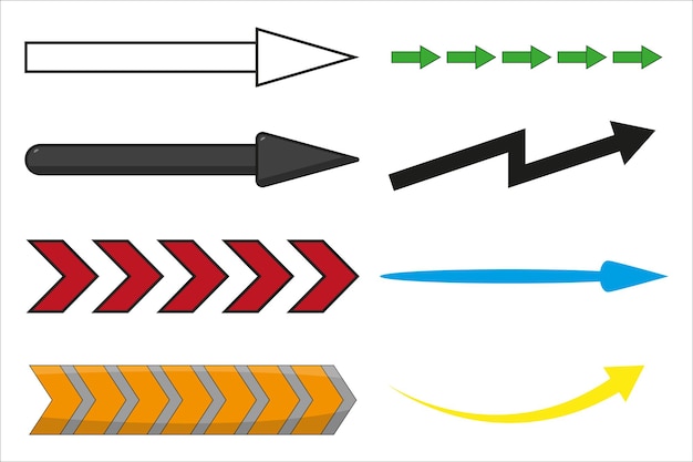 Arrows, pointers, direction of movement, vector images, On a white background