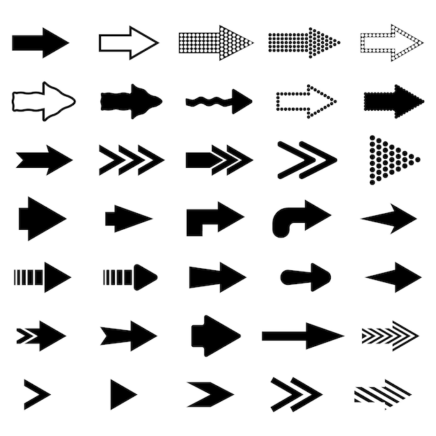 Arrows set collection Set different arrows or web design flat style