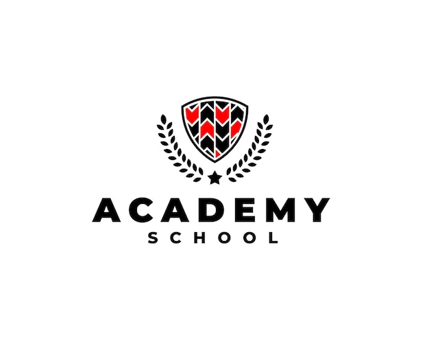 arrows shield school academy logo concept vector illustration