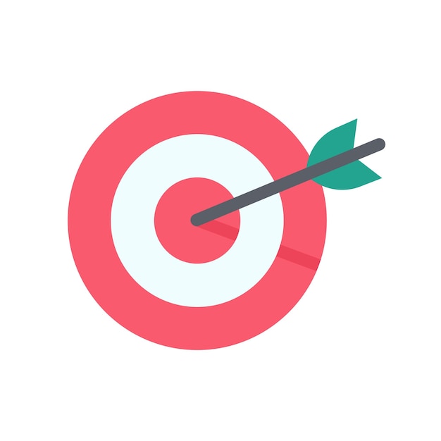 Arrows shot to the center of the target business goal setting concept