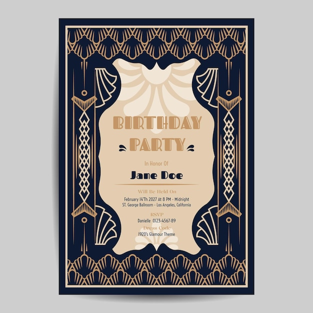 Art Deco Birthday Flyer Invitation